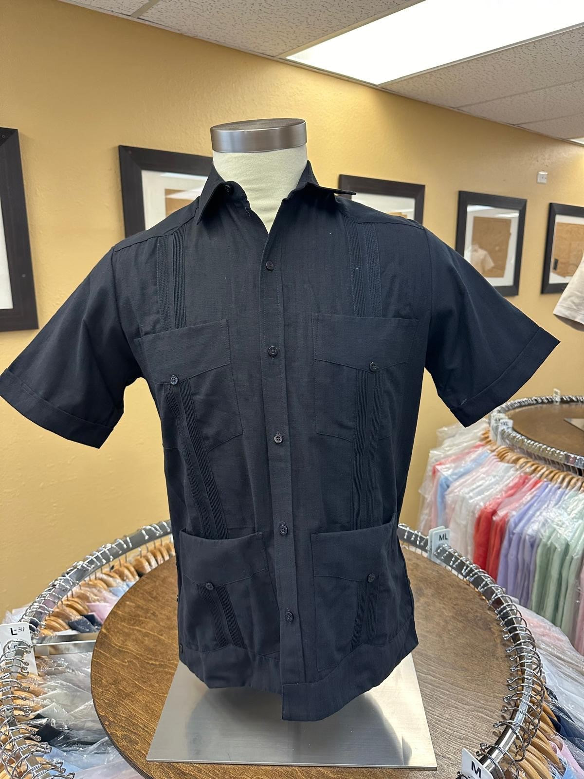 black guayabera shirts