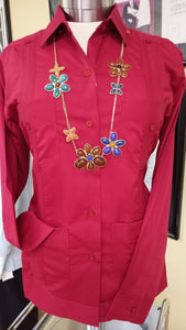 Women - Cotton Guayabera - Long Sleeve